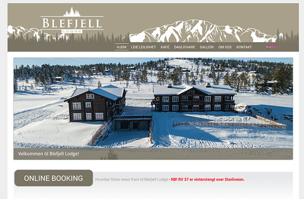 Blefjell Lodge – nettsider med Joomla